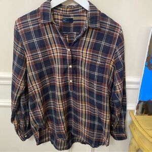 GAP Multicolor Plaid Shirt Women's Size Medium EUC Boyfriend Fit